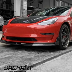 Trade Assurance คาร์บอนไฟเบอร์ด้านหน้า Splitter Fit สำหรับ 2018-2019 Tesla รุ่น 3 YC สไตล์การออกแบบด้านหน้า Lip