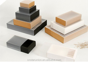 Großhandel und anpassen ausziehbare Schublade Geschenk boxen recyceltes Material Kraft papier Schublade Schieber Geschenk boxen mit klarem PVC-Fenster - Product Image 5