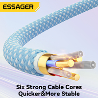 Câble de Données Essager ES-X46 100W pour Ordinateur Portable, Téléphone Mobile Android et Cellulaire, Câble de Charge Rapide USB-A vers USB-C Type-C pour iPhone 16