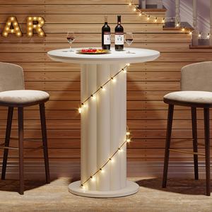 Mesa de Bar Moderna de 39 Pulgadas de Alto con Base de Pilar Romano, Mesa de Comedor de MDF, Mesa Alta de Cocina, Mesa de Desayuno, Mesa de Barra para el Hogar, Mesa de Pub - Product Image 5