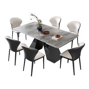 Luxe moderne extensible pliant rectangle marbre dessus <span class=keywords><strong>table</strong></span> à manger chaise ensemble 4 6 8 places restaurant noir meubles designs - Product Image 6