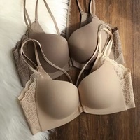 BH Wanita Tanpa Kawat, Tali Tipis Ganda, Kancing Depan, Push-up, Untuk Payudara Kecil, Tampilan Payudara Lebih Besar