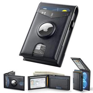 Oferta Cartera Inteligente de Cuero Genuino con Rastreador AirTag y RFID, Tarjetero Metálico de Aluminio Magnético Desmontable y Desplegable para Tarjetas de Crédito e Identificación - Product Image 1