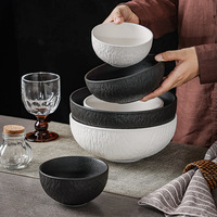 Porcelaine blanche noire Creative Stone grain hôtel restaurant vaisselle Relief Bol à riz