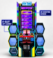 Machine de jeu vidéo de tir simulateur Gun King de 50 pouces à monnayeur, avec armoire à cadeaux à 6 compartiments et système de rédemption de prix lumineux pour divertissement