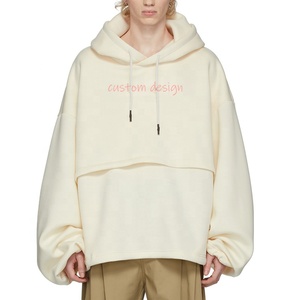 En <span class=keywords><strong>blanco</strong></span> sudaderas con capucha de manga larga <span class=keywords><strong>jersey</strong></span> de gran tamaño unisex Sudadera con capucha - Product Image 1