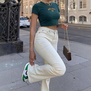 Summer Black Sexy Women's T-shirt Clothes Short Sleeve Casual Crop Top Letter Embroidery T Shirt Female O-Neck Cropped Tops - Product Image 2