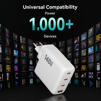 Chargeur mural multi-prises OEM 140W avec prises détachables, 4 ports de sortie PD QC, chargeur rapide USB, adaptateur secteur universel de voyage
