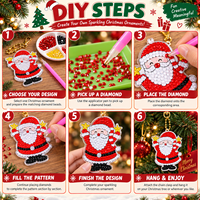 Autocollants de peinture diamant de Noël, 12 pièces, kit d'artisanat DIY, acrylique auto-adhésif, forme et couleur personnalisées, ornements, fournitures de fêtes