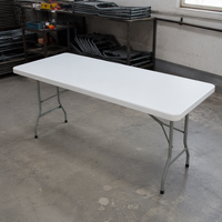 Table de banquet en plastique blanche, robuste et portable, de 6 pieds, pour 10 personnes, idéale pour les mariages, les jardins et les événements commerciaux, directement de l'usine.