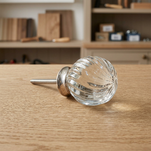 Transparent <b>Crystal</b> Industrial Design Cabinet <b>Knob</b> Single Hole Wardrobe Drawer Handle Ribbed Glass Cupboard Accessory for Living - Product Image 2