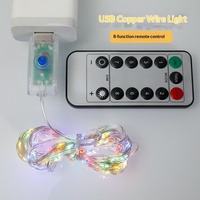 Guirlandes lumineuses de Noël à 8 fonctions, fil de cuivre USB, 10 mètres, 100 LED, télécommandées, indice de protection IP44