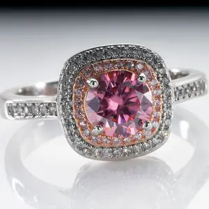 TODERI Factory Luxury 1ct D VSS Moissanite Diamond Women Wedding Ring Platinum Plated 925 Silver Mossanite Ring