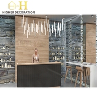 Présentoir de Comptoir de Magasin de Style Rustique et Bio pour Cosmétiques avec Luminaire Suspendu Vertical Long