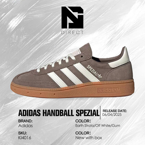 Adidas Handball Spezial 'Earth Strata Off White' รองเท้าผ้าใบลายทางแบบผูกเชือกทรงกลม ระบายอากาศได้ดี รองเท้าสเก็ตบอร์ดลำลอง - Product Image 6