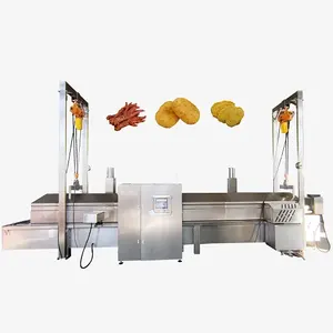 China Industrial Conveyor Belt Oil Fryers Commercial Continues French Fries Potato Chips Production Line Fryer