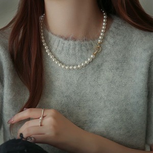 Pearl Necklace AAA Grade 8mm 10mm White Gray Ball Shape Clavicle Chain Everyday Wear Leisure Jewelry - Product Image 4