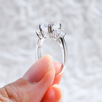 Bague de mariage en argent sterling 925 avec zircon cubique, trois pierres, 8x8 mm et 5 mm, bagues de fiançailles en CZ pour femmes