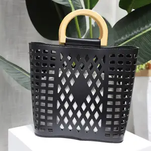 New Product Black Cutout Craft Women Bags Crossbody Supplier Pu Leather Purses Handbags Fashion Brand Lady Handbag