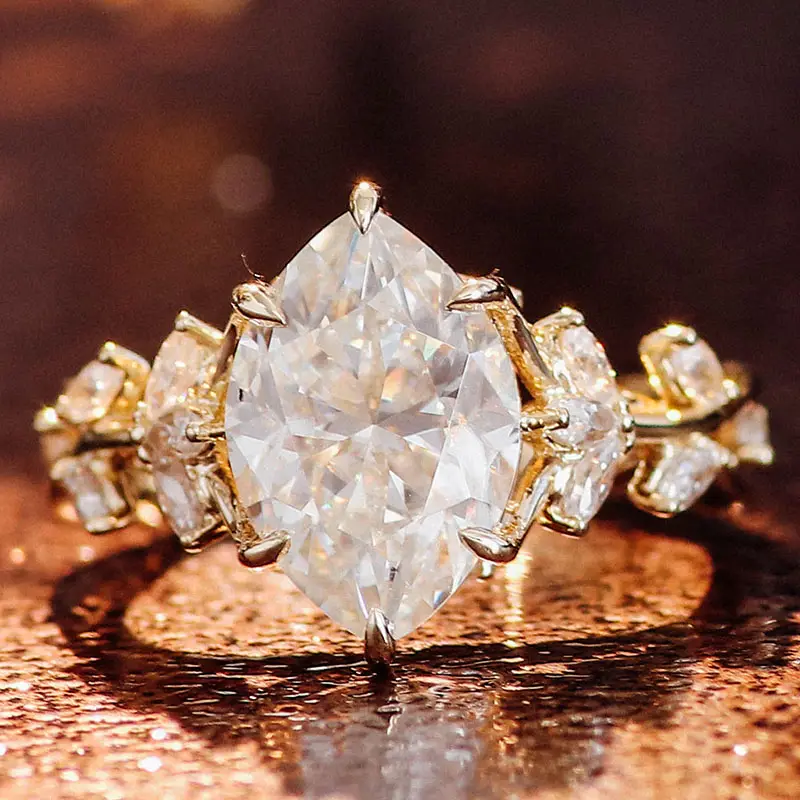 Marquise Cut Moissanite Ring 14k gold fashion rings Engagement wedding ring setdiamond jewlery for Men Women
