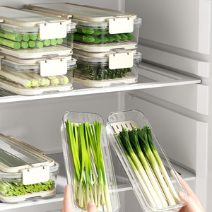 Refrigerator Storage <b>Boxes</b> Food Grade Containers With Clip On Lids For Vegetables Fruits And <b>Noodles</b> Rectangle Solid Color - Product Image 2