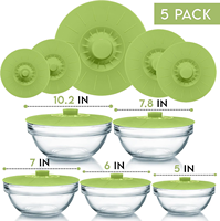Lot réutilisable de 5 couvercles anti-éclaboussures pour micro-ondes Pièces d'ustensiles de cuisine résistantes à la chaleur Couvercles de casseroles en silicone