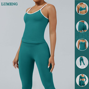Vêtements de sport pour femmes, vêtements de fitness, vêtements de gym, vêtements de yoga sans coutures, vêtements de yoga color block, veste de yoga 2 en 1 pour femmes - Product Image 1