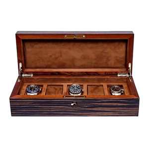 Estuche de Madera de Lujo para Relojes OEM, con Cierre, Interior de Cuero PU Ecológico, 5 Compartimentos, Textura Suave, Caja de Almacenamiento y Exhibición de Relojes Personalizada - Product Image 1