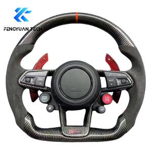 Volant en fibre de carbone chauffé forgé avec palettes de changement de vitesse pour <span class=keywords><strong>Audi</strong></span> <span class=keywords><strong>A4</strong></span> B7 B8 B8.5 B9 2014 2017 2018 2019 2020 <span class=keywords><strong>2022</strong></span> - Product Image 1