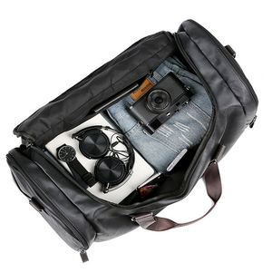 Custom Genuine Leather Travel Weekender <b>Overnight</b> Duffel <b>Bag</b> Gym Sports Tote OEM Leather Duffel <b>Bag</b> for Men - Product Image 3