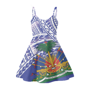 Nuevo vestido con estampado de bandera de Haití para <span class=keywords><strong>mujer</strong></span>, <span class=keywords><strong>ropa</strong></span> haitiana para <span class=keywords><strong>mujer</strong></span>, informal, de verano, sin mangas, personalizado, <span class=keywords><strong>Vintage</strong></span>, cintura Imperio, vestidos sin mangas - Product Image 4