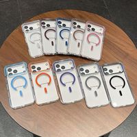 Étui magnétique transparent de luxe anti-jaunissement pour iPhone 18 Pro Max 17 Air 16 15 14 13 12 avec bordure colorée et protection antichoc