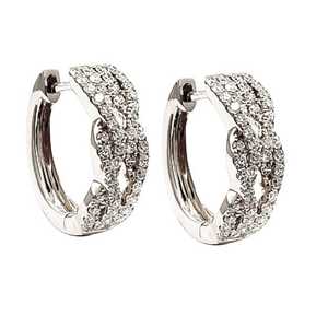 KOK Design Élégant Série Hong Kong Love Or Blanc 18K 104 PC Diamant Taille Brillant 0.74CT Boucles d'Oreilles Créoles pour Femme Tendance Mariage - Product Image 3