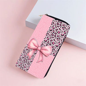 Cartera Larga de <span class=keywords><strong>Cuero</strong></span> PU con Estampado de Leopardo y Cerezas, Gran Capacidad, Tarjetero, Monedero con Cremallera, Estampado de Cebra, Impermeable - Product Image 5