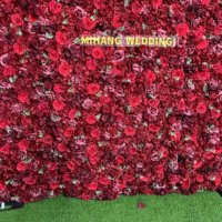 2025 High-end kustom bunga merah dinding kualitas tinggi bunga buatan latar belakang pernikahan, digunakan untuk dekorasi pernikahan