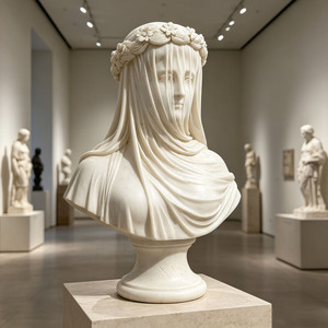 <span class=keywords><strong>Statue</strong></span> personnalisable de <span class=keywords><strong>femme</strong></span> <span class=keywords><strong>voilée</strong></span> en <span class=keywords><strong>marbre</strong></span> blanc, style artistique romantique, pour hall de villa - Product Image 4