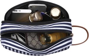 Trousse de Toilette Vintage en Toile Durable pour Femme avec Fermeture Éclair, Poignée et Bandoulière en Cuir – Idéale pour les Voyages et le Quotidien - Product Image 3