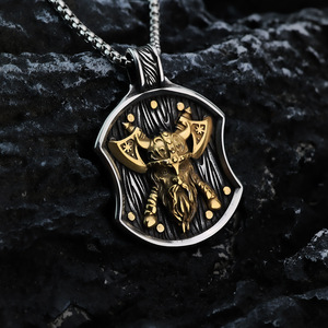 Pendentif Viking Odin en acier inoxydable en forme d'écusson, collier pour homme, cadeau, bijoux de mode - Product Image 4