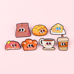 卸売りピン漫画パンコーヒーフードブローチ金属クラフトカスタムソフトエナメルピン - Product Image 2