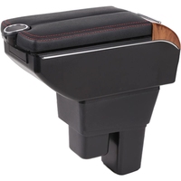 Boîte de rangement de luxe en cuir noir rotative avec porte-gobelet ABS et chargeur USB pour Honda Jazz 2008-2013, design japonais 2027