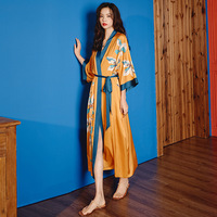 Pijama de gasa de satén de seda de verano para mujer, camisón de Cintura elástica de talla grande, albornoz, sensación fresca, ropa de dormir de lujo para el hogar