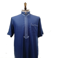 Jalabiya Qamis élégant de haute qualité pour hommes à manches courtes tenue décontractée respirant col montant vêtements musulmans du Maroc