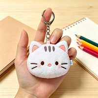 Porte-clés en peluche tête de chat mignon en gros, mini-animaux en peluche doux, breloques de sac, jouets personnalisés en peluche pour cadeau
