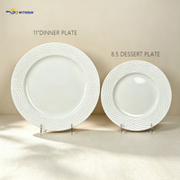 Nouvel ensemble de vaisselle en porcelaine fine de 20 pièces, texture ondulée en relief, assiettes plates, assiettes à salade, bols et tasses en céramique pour usage domestique quotidien