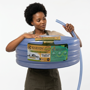 Tuyau en PVC transparent KARYON, 6 mm à 16 mm, flexible, tressé, renforcé, bleu clair, pour le transfert d'eau et d'air, pour usage industriel et de jardinage - Product Image 1