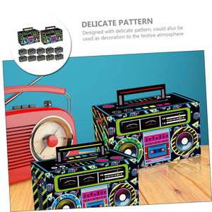 Boîte à dragées en carton écologique en forme de <span class=keywords><strong>radio</strong></span> rétro années 80-90, idéale pour les fêtes hip-hop, décoration de table, cadeau, bonbons - Product Image 2