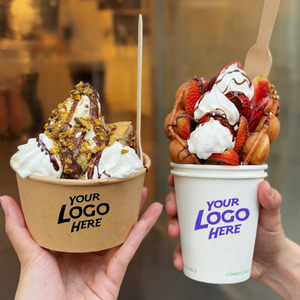 Conteneur pour collations, glaces et bols d'açaï Sunkea, logo personnalisé imprimé, plusieurs scènes, kraft, écologique - Product Image 1