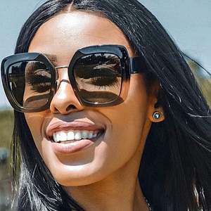 Lunettes de soleil surdimensionnées vintage de luxe pour femmes, tendance 2021, verres dégradés, lunettes carrées pour femmes 2021 - Product Image 2