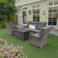Ensemble de canapés en rotin tressé pour jardin/terrasse BHR avec table de foyer au design moderne pour 4-5 personnes