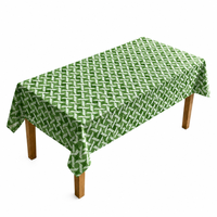 Nappe rectangulaire imperméable en PEVA à motif losanges tissés avec rubans vert foncé et blancs, 54 x 108 pouces, pour Thanksgiving